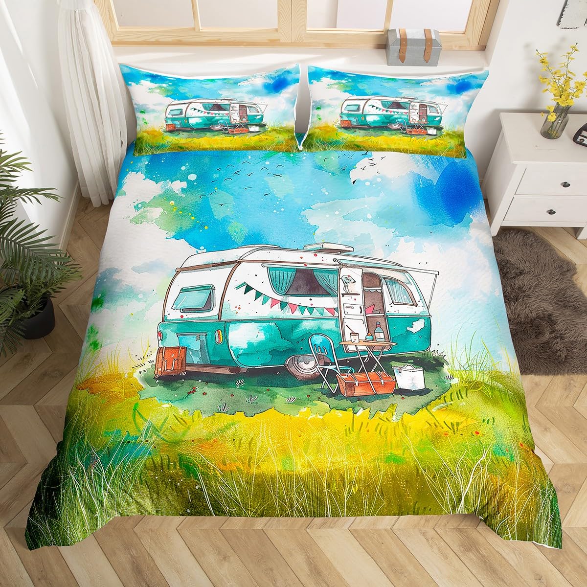 Happy Camping Duvet Cover Camp - Outdoor Adventure Quilt 评论和价格