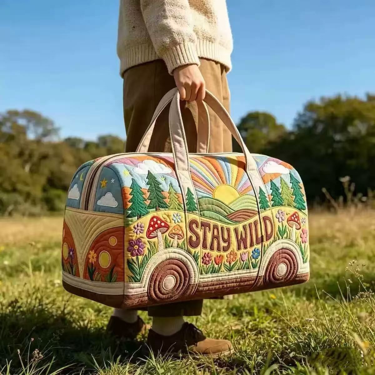 Vintage Camper Van Quilted Duf - Outdoor Adventure Quilt 评论和价格