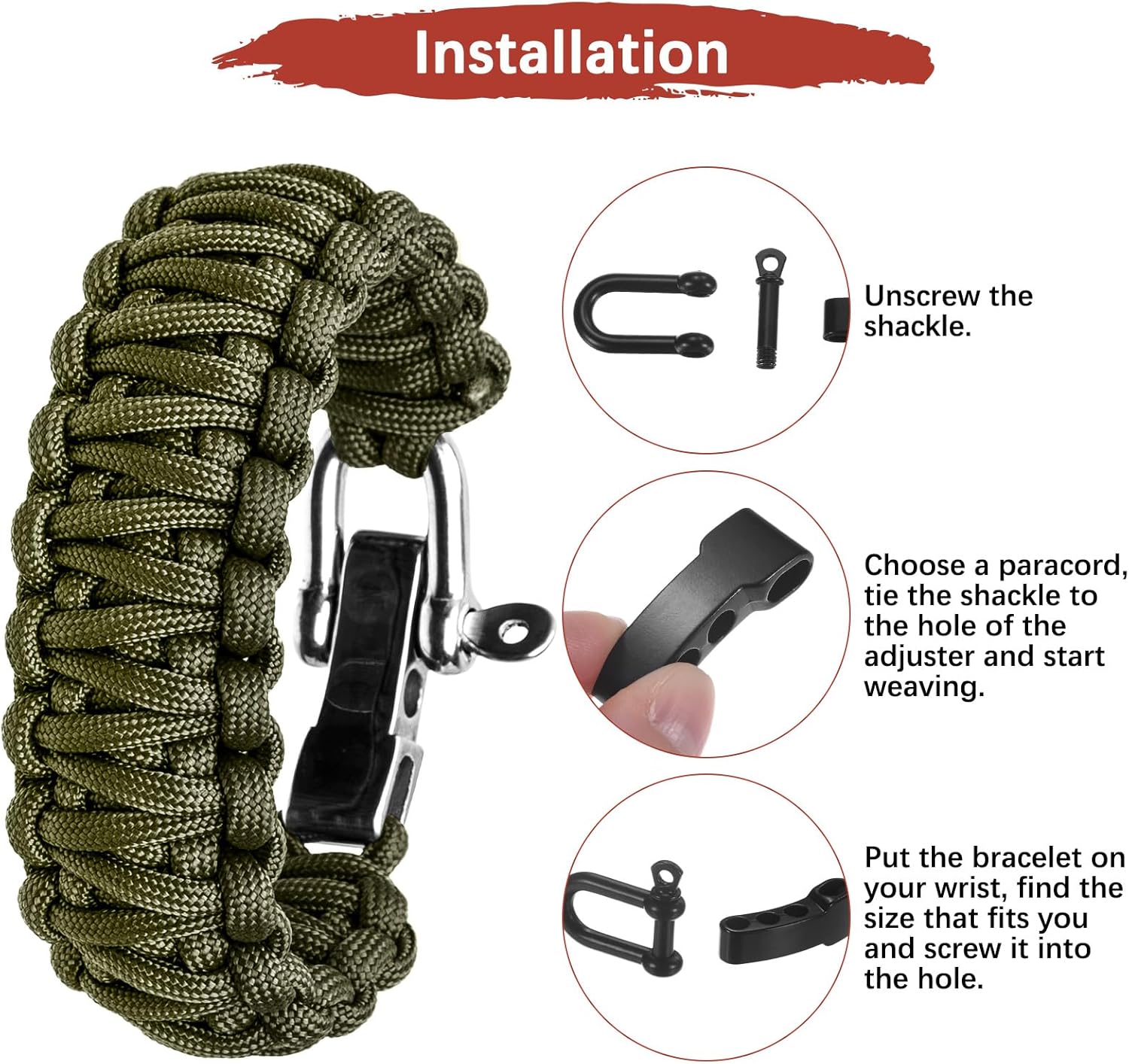 4/10Pcs Paracord Bracelet Buck - Outdoor Adventure Watches 评论和价格